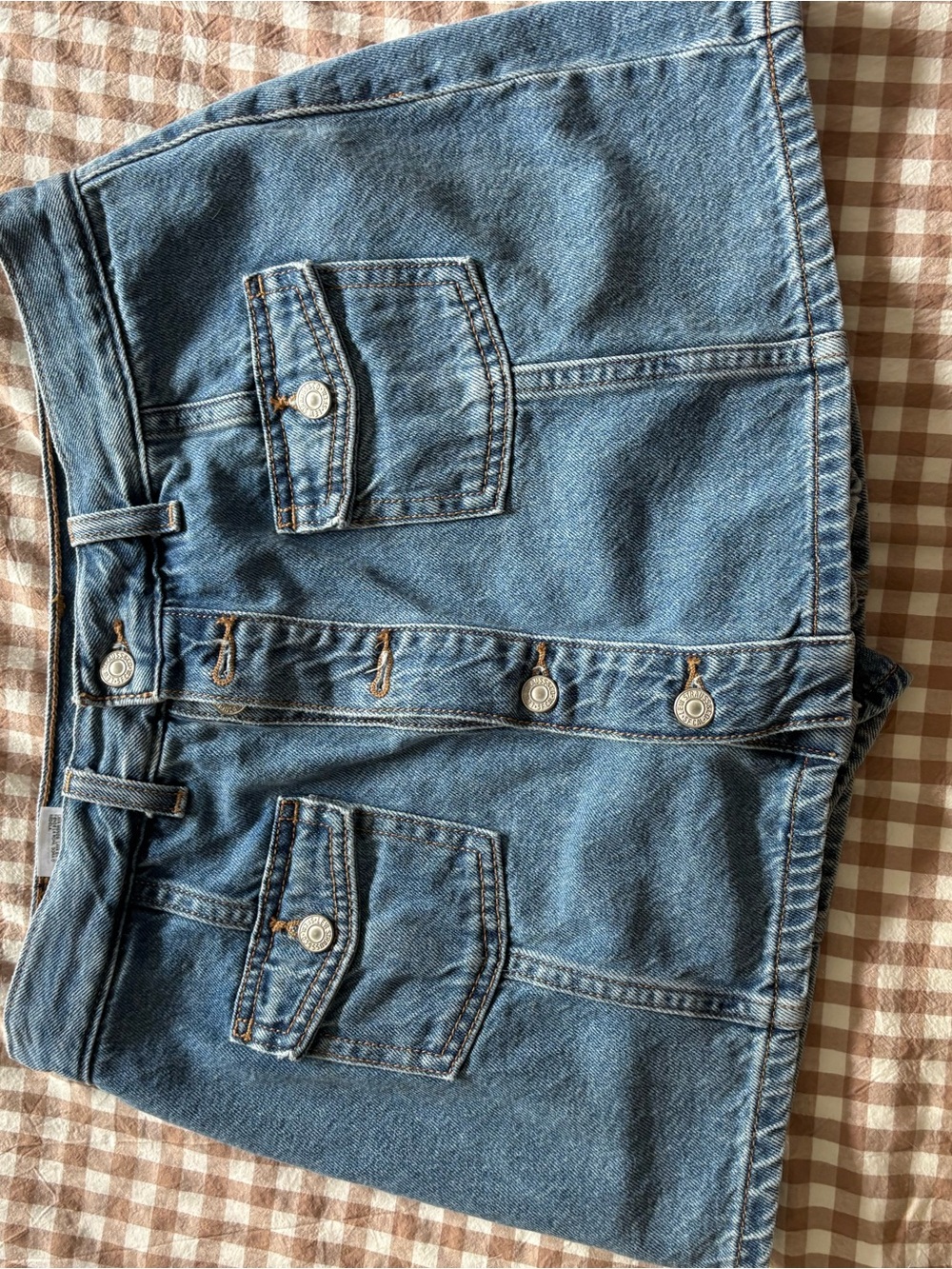 Levi's Medium Blue Denim Mini Skirt with Front Buttons